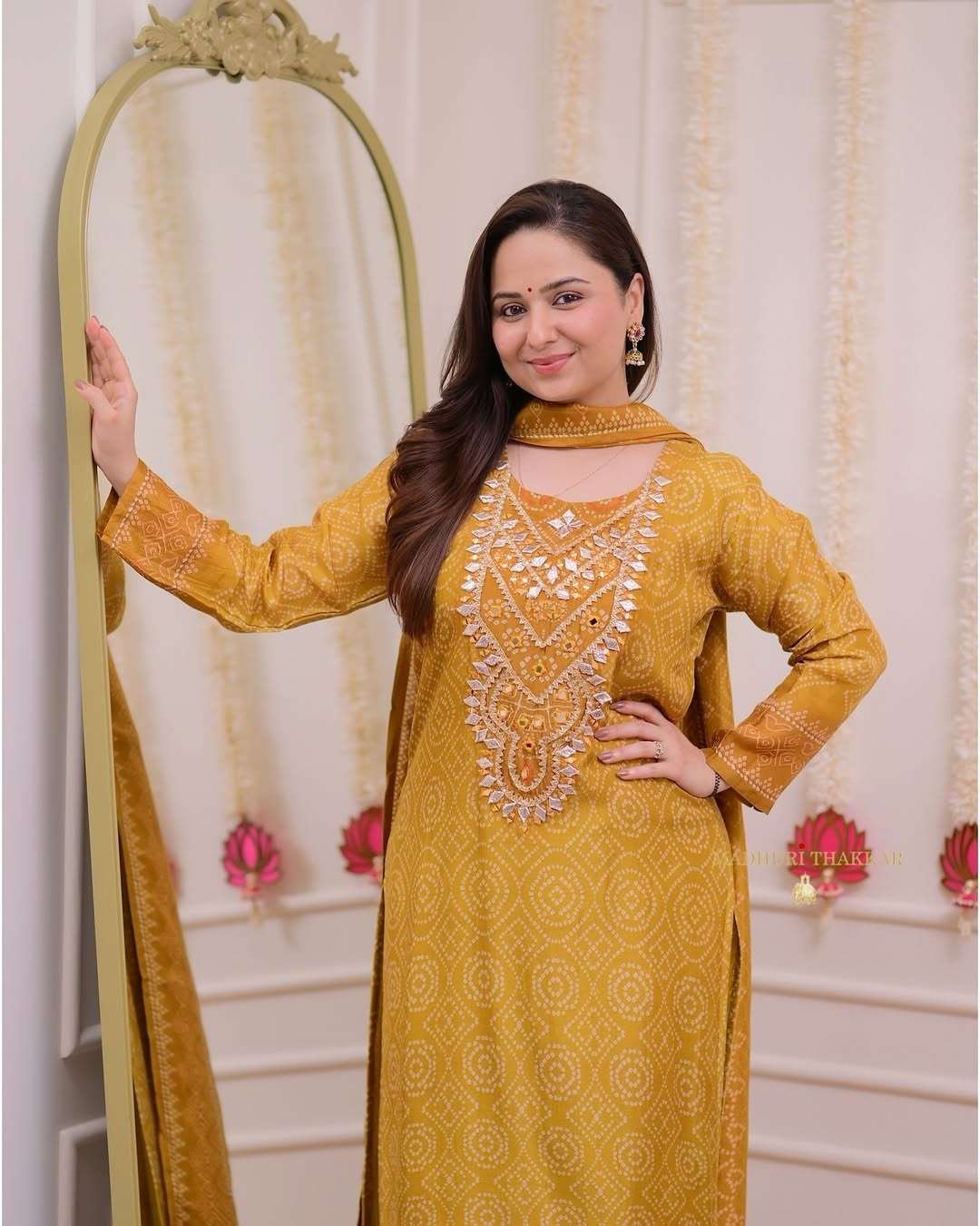 Women's Silk Embroidered Straight Kurti With Pant and Dupatta set - Image 4